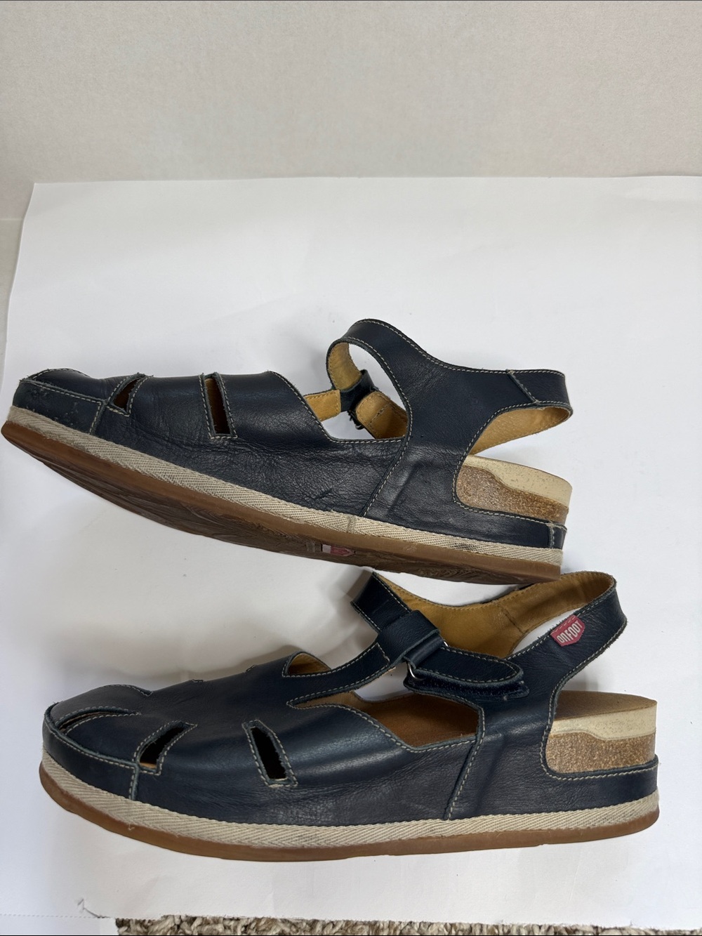 Onfoot Fisherman T Strap Sandals Leather Navy Blue size 9.5 - Picture 11 of 16